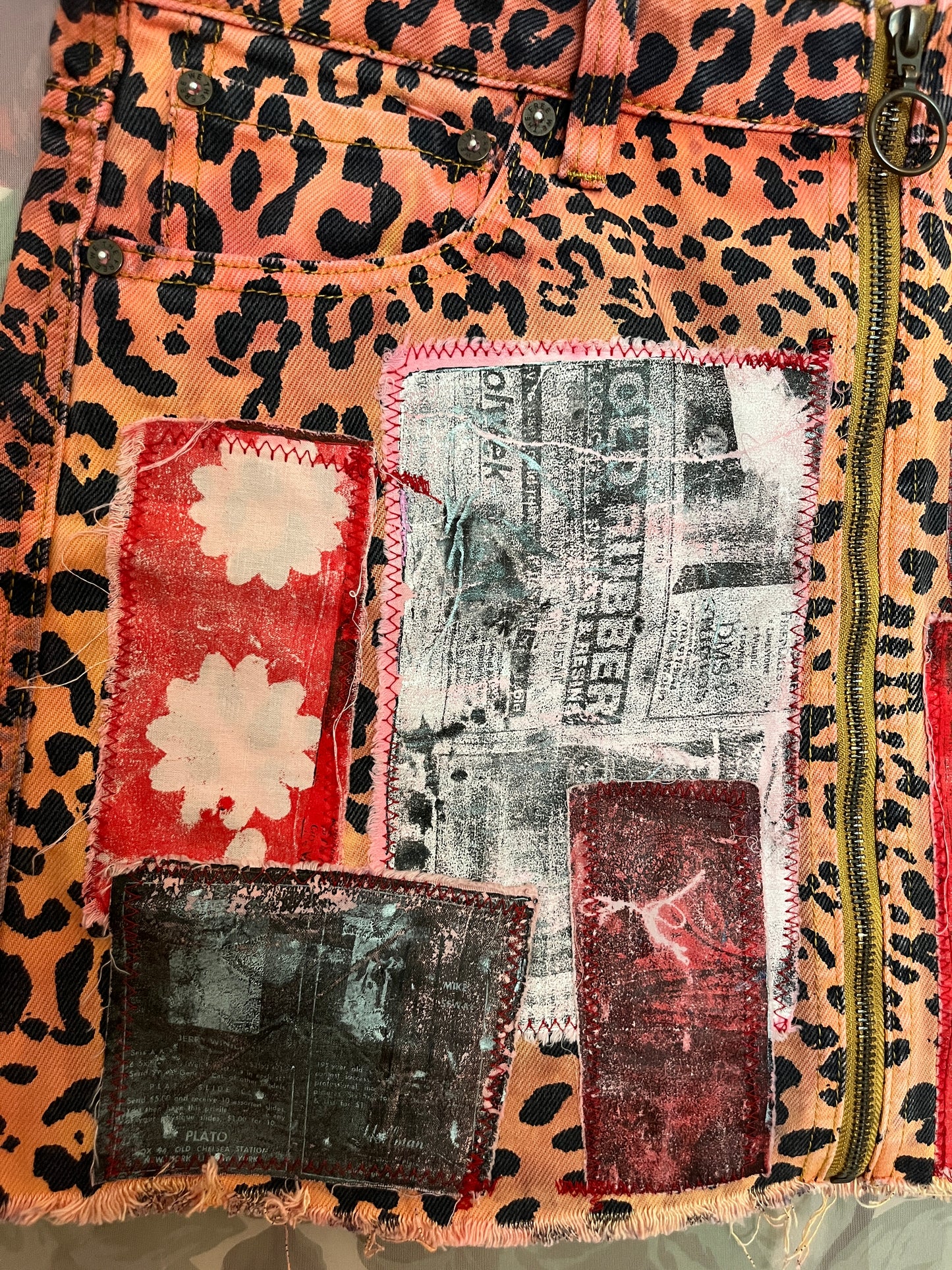 leopard collage miniskirt