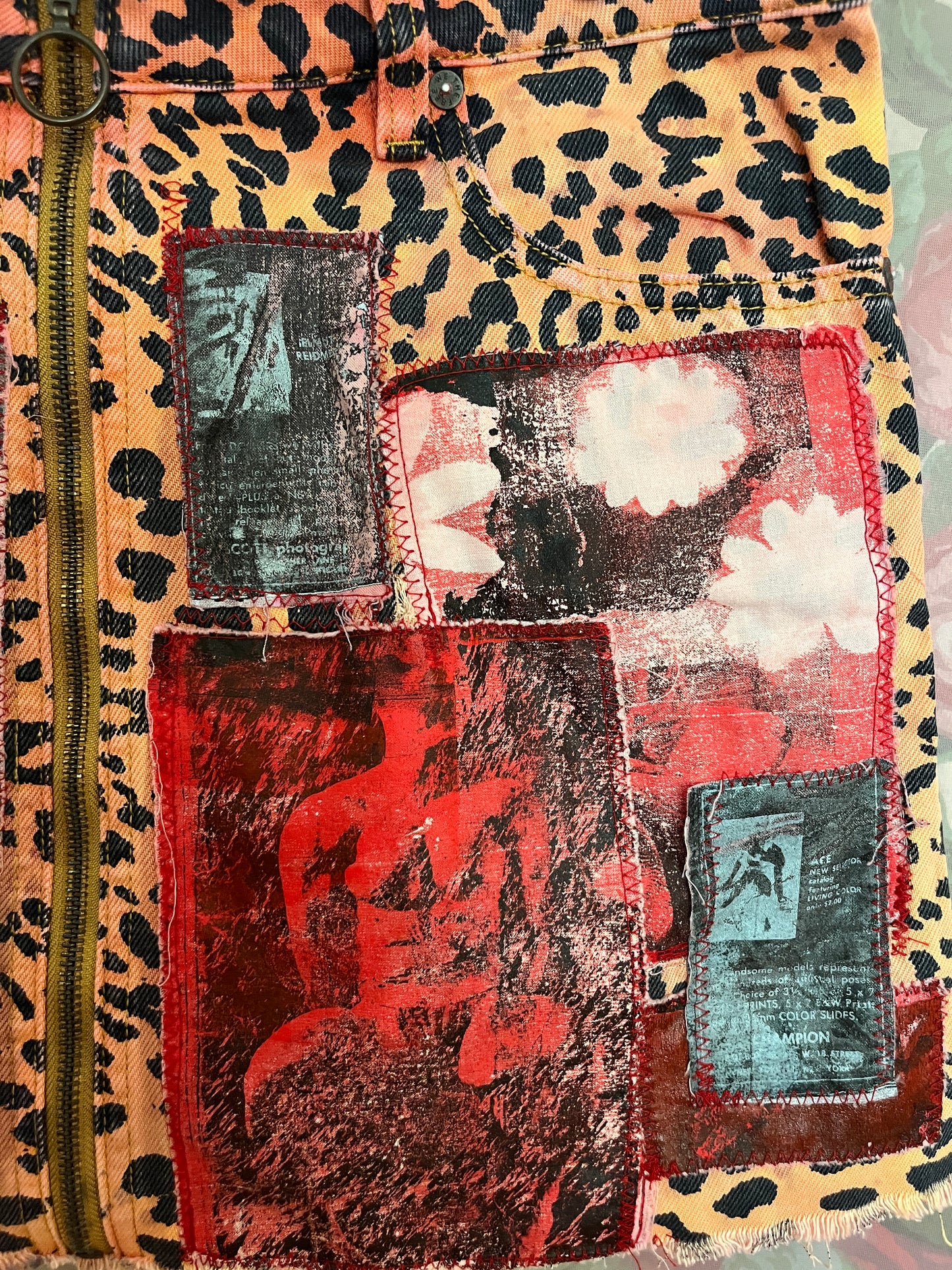 leopard collage miniskirt
